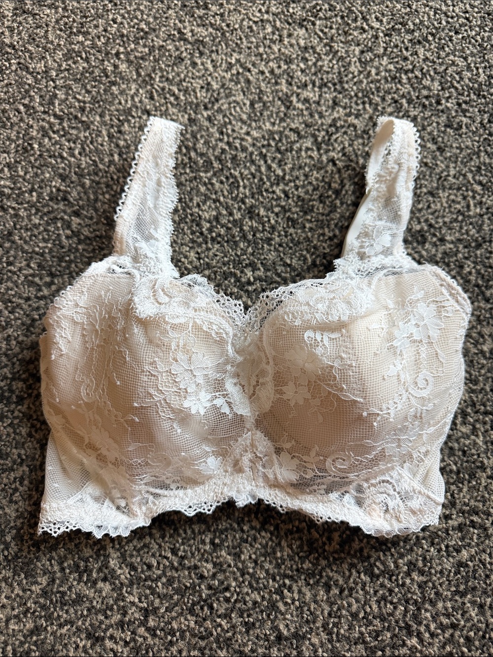 Victoria's Secret Cream Lace Longline Bra